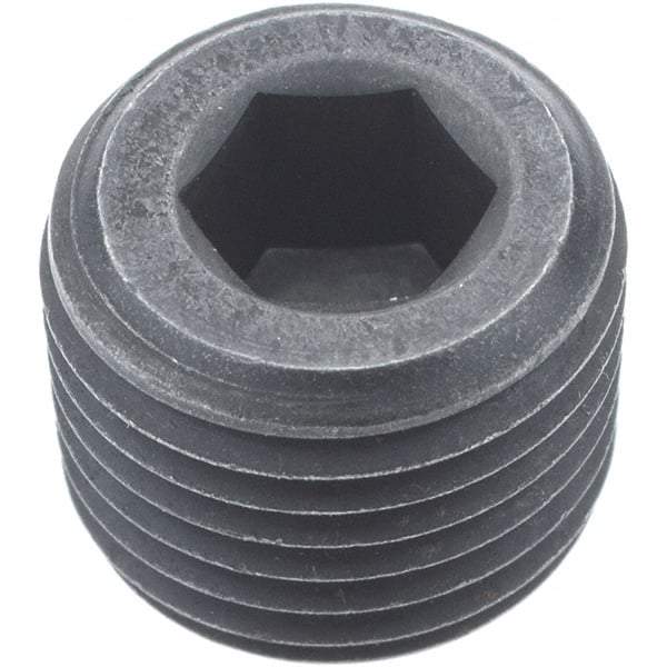 Holo-Krome - 1/8-27, 5/16" OAL, Alloy Steel Socket Pressure Plug - 3/4" Taper per Foot, 3/16" Hex Key - Americas Industrial Supply