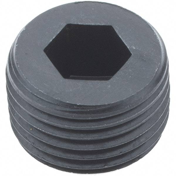 Holo-Krome - 1/2-14, 9/16" OAL, Alloy Steel Socket Pressure Plug - 3/4" Taper per Foot, 3/8" Hex Key - Americas Industrial Supply