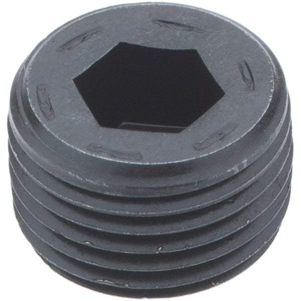 Holo-Krome - 1/2-14, 17/32" OAL, Alloy Steel Socket Pressure Plug - 7/8" Taper per Foot, 3/8" Hex Key - Americas Industrial Supply