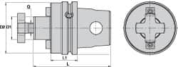Kennametal - KM63XMZ Modular Connection 1" Pilot Diam Shell Mill Holder - 1.26" Flange to Nose End Projection, 2.19" Nose Diam - Exact Industrial Supply