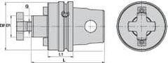 Kennametal - KM63XMZ Modular Connection 1" Pilot Diam Shell Mill Holder - 1.26" Flange to Nose End Projection, 2.19" Nose Diam - Exact Industrial Supply