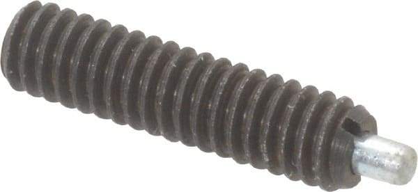 Gibraltar - 8-32, 5/8" Thread Length, 3/32" Plunger Projection, Steel Threaded Spring Plunger - 0.07" Max Plunger Diam, 5/8" Plunger Length, 0.7 Lb Init End Force, 2.3 Lb Final End Force - Americas Industrial Supply