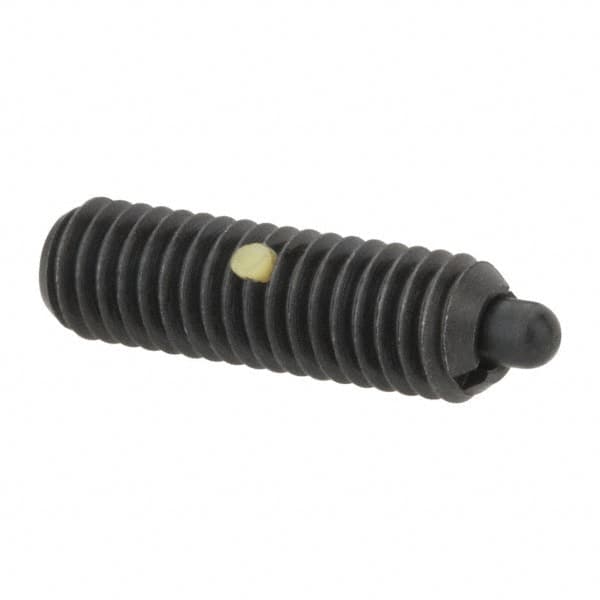 Gibraltar - M6 x 1.0, 0.787" Thread Length, 0.098" Plunger Projection, Steel Threaded Spring Plunger - 0.106" Max Plunger Diam, 0.787" Plunger Length, 1.57 Lb Init End Force, 4.5 Lb Final End Force - Americas Industrial Supply