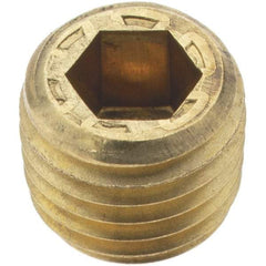 Holo-Krome - 1/16-27, 1/4" OAL, Brass Socket Pressure Plug - 7/8" Taper per Foot, 5/32" Hex Key - Americas Industrial Supply