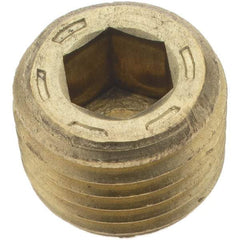 Holo-Krome - 1/4-18, 13/32" OAL, Brass Socket Pressure Plug - 7/8" Taper per Foot, 1/4" Hex Key - Americas Industrial Supply