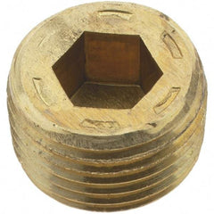 Holo-Krome - 3/8-18, 13/32" OAL, Brass Socket Pressure Plug - 7/8" Taper per Foot, 5/16" Hex Key - Americas Industrial Supply