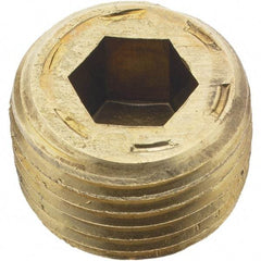 Holo-Krome - 1/2-14, 17/32" OAL, Brass Socket Pressure Plug - 7/8" Taper per Foot, 3/8" Hex Key - Americas Industrial Supply