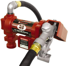 Tuthill - 20 GPM, 1" Hose Diam, DC High Flow Tank Pump with Manual Nozzle - 1" Inlet, 1" Outlet, 12 Volts, 12' Hose Length, 1/4 hp - Americas Industrial Supply