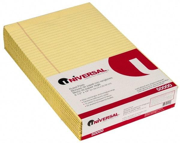 UNIVERSAL - 50 Sheet, 8-1/2 x 14", Glue Top Ruled Writing Pad - Canary - Americas Industrial Supply
