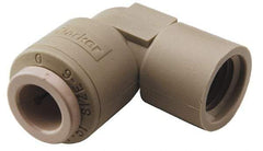 Parker - 3/8" Outside Diam, 3/8 NPTF, Acetal Push-to-Connect Tube Female Elbow - 300 Max psi, Tan - Americas Industrial Supply