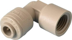 Parker - 1/4" Outside Diam, 1/4 NPTF, Acetal Push-to-Connect Tube Female Elbow - 300 Max psi, Tan - Americas Industrial Supply