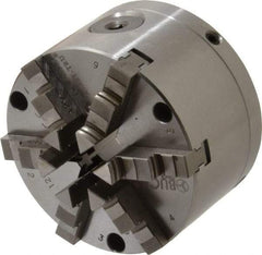Buck Chuck Company - 6 Jaws, 4" Diam, Self Centering Manual Lathe Chuck - Front Mount, Adjustable, 4,725 Max RPM, 1.04" Through Hole Diam, Forged Steel - Americas Industrial Supply