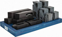 TE-CO - 13 Piece Fixturing Step Block & Clamp Set with 2" Step Block, 7/8 & 1 Stud Thread - Includes 6 Serrated End Clamps, 6 Step Blocks, Holder - Americas Industrial Supply