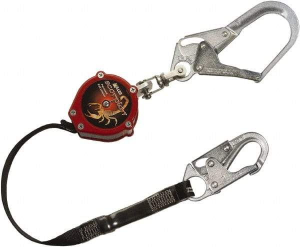 Miller - 9' Long, 310 Lb Capacity, Vectran/Polyester Fall Limiter - Steel Locking Rebar Hook Connector, Swivel Shackle Connector, Black - Americas Industrial Supply