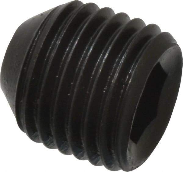 Holo-Krome - 3/8-24 UNF, 3/8" OAL, Cup Point Set Screw - Grade 8 Alloy Steel, 3/16" Key - Americas Industrial Supply