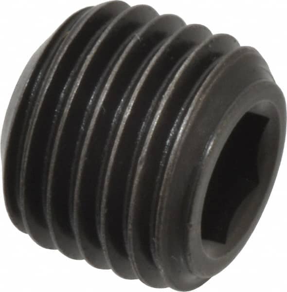 Holo-Krome - 7/16-20 UNF, 3/8" OAL, Cup Point Set Screw - Grade 8 Alloy Steel, 7/32" Key - Americas Industrial Supply