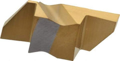 Tool-Flo - 4125FLG Grade GP3, 3.18mm Cutting Width Carbide Grooving Insert - 6.35mm Max Depth of Cut, Right Hand, 0.005 to 0.01" Corner Radius, TiN Finish - Americas Industrial Supply