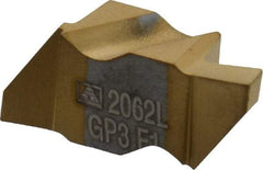 Tool-Flo - 2062FLGP Grade GP3, 1.57mm Cutting Width Carbide Grooving Insert - 2.79mm Max Depth of Cut, Left Hand, 0.005 to 0.01" Corner Radius, TiN Finish - Americas Industrial Supply