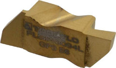 Tool-Flo - 3094FLGP Grade GP3, 2.39mm Cutting Width Carbide Grooving Insert - 4.57mm Max Depth of Cut, Left Hand, 0.005 to 0.01" Corner Radius, TiN Finish - Americas Industrial Supply