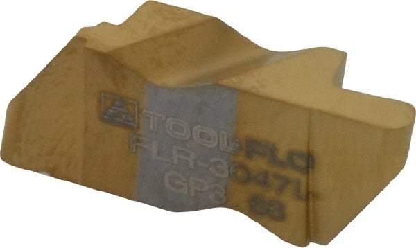 Tool-Flo - 3047FLR Grade GP3, 2.39mm Cutting Width Carbide Grooving Insert - 4.57mm Max Depth of Cut, Left Hand, 3/64" Corner Radius, TiN Finish - Americas Industrial Supply