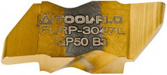 Tool-Flo - 3047FLRP Grade GP50, 2.39mm Cutting Width Carbide Grooving Insert - 4.57mm Max Depth of Cut, Left Hand, 0.047" Corner Radius, TiN Finish - Americas Industrial Supply