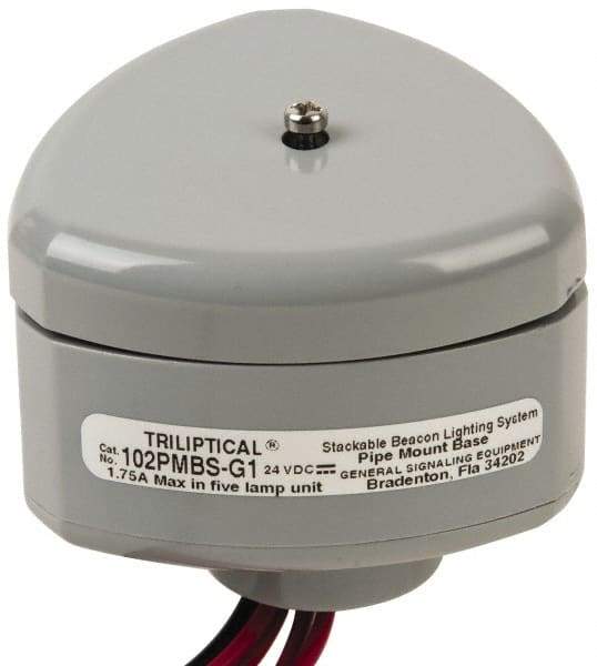 Edwards Signaling - Flashing and Steady, Stackable Tower Light Base Unit - 24 VDC, 1.75 Amp, IP54, IP65 Ingress Rating, 3R, 4X NEMA Rated, Pipe Mount - Americas Industrial Supply