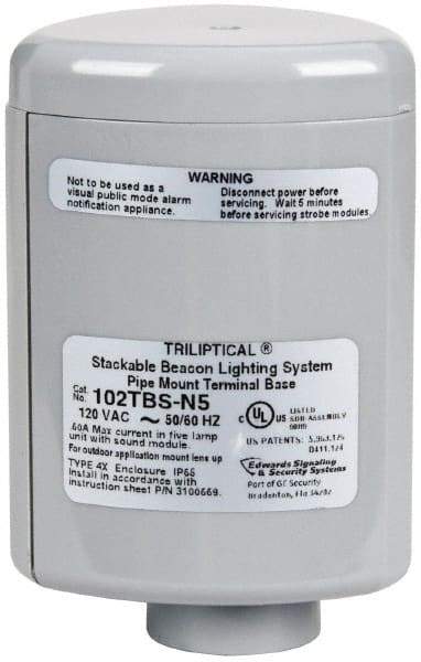 Edwards Signaling - Flashing and Steady, Stackable Tower Light Base Unit - 120 VAC, 0.60 Amp, IP54, IP65 Ingress Rating, 3R, 4X NEMA Rated, Pipe Mount - Americas Industrial Supply