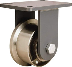 Hamilton - 5" Diam x 2-1/16" Wide x 8" OAH Top Plate Mount Rigid Caster - Forged Steel, 4,200 Lb Capacity, Straight Roller Bearing, 5-1/2 x 7-1/4" Plate - Americas Industrial Supply