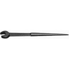 Spud Handle Open End Wrench: Single End Head, Single Ended 15 ° Head Angle, Steel, Black Finish