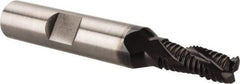 Accupro - 1/4" Diam, Fine Pitch, 5/8" LOC, 3 Flute Powdered Metal Corner Chamfer Roughing End Mill - TiAlN Finish, 2-7/16" OAL, 3/8" Shank Diam, Single End, Centercutting, 30° Helix - Americas Industrial Supply