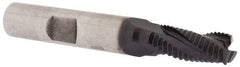 Accupro - 5/16" Diam, Fine Pitch, 3/4" LOC, 3 Flute Powdered Metal Corner Chamfer Roughing End Mill - TiAlN Finish, 2-1/2" OAL, 3/8" Shank Diam, Single End, Centercutting, 30° Helix - Americas Industrial Supply