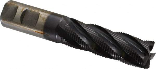Accupro - 1" Diam, Fine Pitch, 3" LOC, 5 Flute Powdered Metal Corner Chamfer Roughing End Mill - TiAlN Finish, 5-1/2" OAL, 1" Shank Diam, Single End, Centercutting, 30° Helix - Americas Industrial Supply