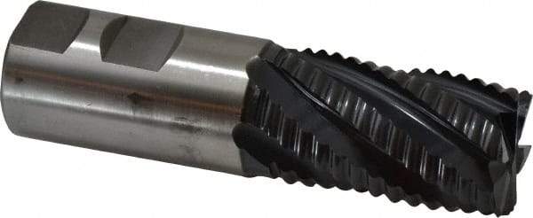 Accupro - 1-1/4" Diam, Coarse Pitch, 2" LOC, 6 Flute Powdered Metal 45° Corner Chamfer Roughing End Mill - TiAlN Finish, 4-1/2" OAL, 1-1/4" Shank Diam, Single End, Centercutting, 30° Helix - Americas Industrial Supply