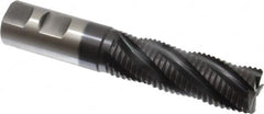 Accupro - 1" Diam, Coarse Pitch, 3" LOC, 5 Flute Powdered Metal Corner Chamfer Roughing End Mill - TiAlN Finish, 5-1/2" OAL, 1" Shank Diam, Single End, Centercutting, 30° Helix - Americas Industrial Supply