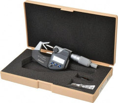 Mitutoyo - 0.05 to 0.6 Inch Measurement, Accuracy Up to 4 micro m, 3 Flutes Measured, Ratchet Stop Thimble, Electronic V Anvil Micrometer - 0.0001 Inch Resolution, Carbide, Data Output, SR44 Battery - Americas Industrial Supply