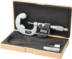 Mitutoyo - 1 to 1.6 Inch Measurement, Accuracy Up to 5 micro m, 3 Flutes Measured, Ratchet Stop Thimble, Electronic V Anvil Micrometer - 0.0001 Inch Resolution, Carbide, Data Output, SR44 Battery - Americas Industrial Supply