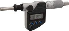 Mitutoyo - 0 to 25.4mm Range, 6.35mm Spindle Diameter, 156.5mm OAL, Flat Spindle Electronic Micrometer Head - 0.00005" Resolution, 0.0001" Accuracy, Carbide Measuring Face, Data Output - Americas Industrial Supply
