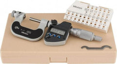 Mitutoyo - 0 to 1" Range, Digital Counter, Electronic Screw Thread Micrometer - Ratchet Stop Thimble, 0.00005" Graduation, 0.0002" Accuracy - Americas Industrial Supply