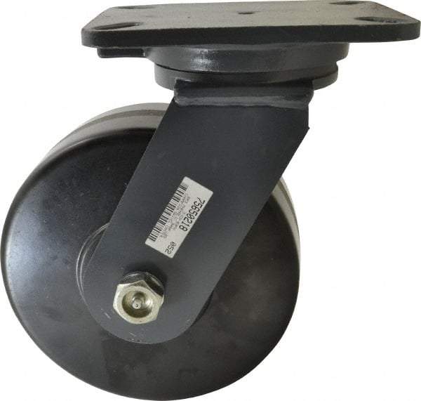 Hamilton - 8" Diam x 3" Wide x 10-1/2" OAH Top Plate Mount Swivel Caster - Phenolic, 3,000 Lb Capacity, Roller Bearing, 5-1/4 x 7-1/4" Plate - Americas Industrial Supply