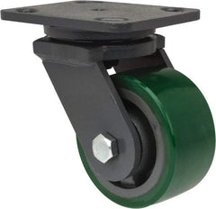 Hamilton - 4" Diam x 2" Wide x 5-5/8" OAH Top Plate Mount Swivel Caster - Polyurethane, 750 Lb Capacity, Precision Sealed Bearing, 4 x 5" Plate - Americas Industrial Supply