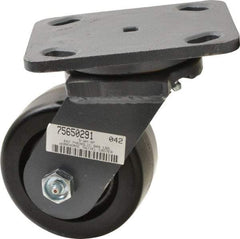 Hamilton - 4" Diam x 2" Wide x 5-5/8" OAH Top Plate Mount Swivel Caster - Phenolic, 800 Lb Capacity, Roller Bearing, 4 x 5" Plate - Americas Industrial Supply