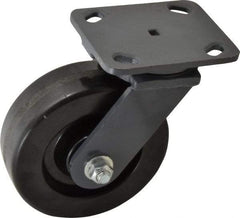 Hamilton - 6" Diam x 2" Wide x 7-1/2" OAH Top Plate Mount Swivel Caster - Phenolic, 1,200 Lb Capacity, Roller Bearing, 4 x 5" Plate - Americas Industrial Supply