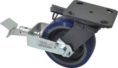 Hamilton - 6" Diam x 2" Wide x 7-1/2" OAH Top Plate Mount Swivel Caster with Brake - Polyurethane, 960 Lb Capacity, Precision Sealed Bearing, 4 x 5" Plate - Americas Industrial Supply