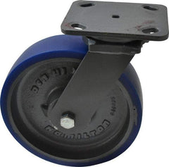 Hamilton - 8" Diam x 2" Wide x 9-1/2" OAH Top Plate Mount Swivel Caster - Polyurethane, 1,200 Lb Capacity, Precision Sealed Bearing, 4 x 5" Plate - Americas Industrial Supply