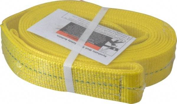 Lift-All - 20' Long x 2" Wide, 3,200 Lb Vertical Capacity, 1 Ply, Polyester Web Sling - 2,500 Lb Choker Capacity, Yellow - Americas Industrial Supply