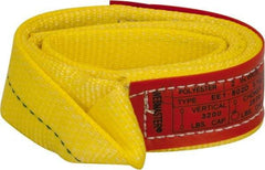 Lift-All - 3' Long x 2" Wide, 3,200 Lb Vertical Capacity, 1 Ply, Polyester Web Sling - 2,500 Lb Choker Capacity, Yellow - Americas Industrial Supply