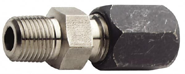 Made in USA - 1-1/4" OD, Grade 316Stainless Steel Male Connector - 1-11/16" Hex, Comp x MPT Ends - Americas Industrial Supply