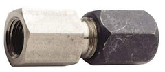 Made in USA - 1/2" OD, Grade 316Stainless Steel Female Connector - -75 to 750°F, 7/8" Hex, Comp x FNPT Ends - Americas Industrial Supply