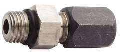 Made in USA - 2" OD, Grade 316Stainless Steel Male Connector - 2-3/4" Hex, Comp x Straight Thread O-Ring Ends - Americas Industrial Supply