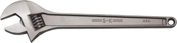 SK - 2-1/4" Jaw Capacity, 18" Standard Adjustable Wrench - Stainless Steel, Chrome Finish, 18" OAL - Americas Industrial Supply